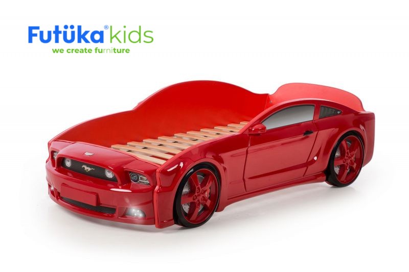 Dětská postel auto Futuka kids LIGHT 3D MG + LED světlomety ČERVENÁ