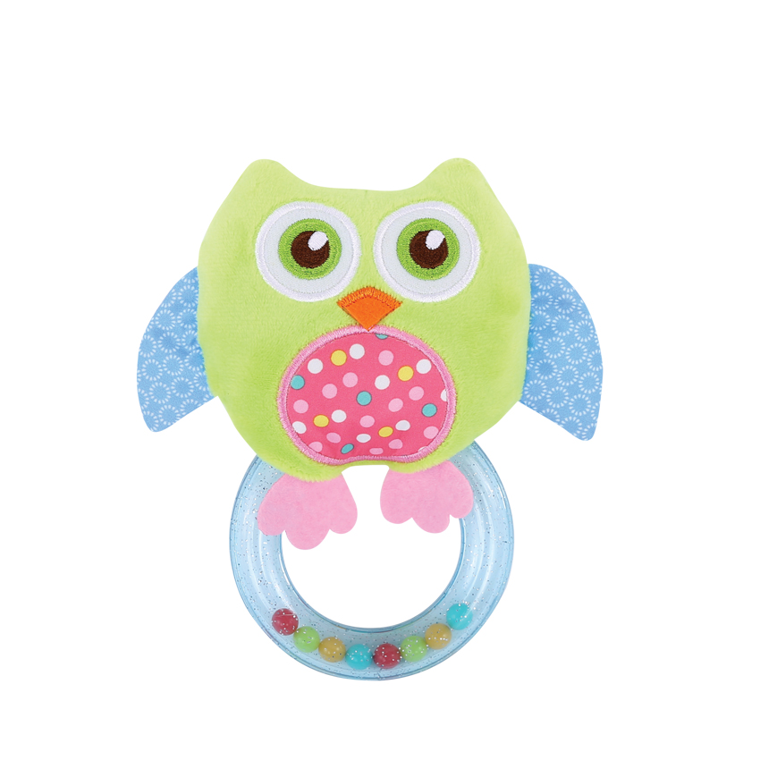 RATTLE WITH RING OWL GREEN
